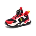 Chaussures de sport respirantes en mesh rouge et noir pour garçons avec système rotatif - Noir Rouge