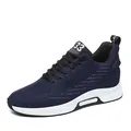Navy blue breathable knitted men's sports shoes with 8cm invisible height increase - 37 / Blue