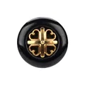 Premium Japanese style black and gold decorative button with vintage clover metal center - 18L (11.5MM) / Black+Gold