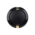 High-end black round clothing button featuring elegant gold ribbed metal accents - 18.0mm / Black