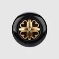 Bottone di lusso in fibra vegetale nera con croce decorativa dorata in metallo al centro - 18L (11.5MM) / Nero+Oro