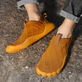 Oranje lichtgewicht barefoot schoenen met brede teen en ademend gebreid bovenwerk - 39 / Bruin