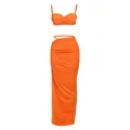 Sexy oranges zweiteiliges Set mit verdrehtem Crop-Top und Bodycon-Maxirock für Damen - Orange