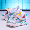 Vibrante atmungsaktive Mesh-Sneaker für Mädchen mit buntem Regenbogen-Farbverlauf - Rosa Doppelnetz