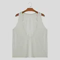 Camiseta de tirantes para hombre con cuello en V profundo en tejido traspirable gris claro - Gris claro