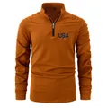 Polo deportivo naranja para hombre con logo USA y detalle de mangas plisadas con cremallera - Caramelo