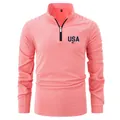 Detalle del polo para hombre en color coral con media cremallera y hombros plisados - S / Tops / Rosa
