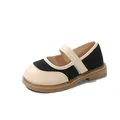 Zapatos clásicos Mary Jane de princesa para niña en negro y beige con suelas suaves y flexibles - Talla 21 (13.5cm) / Negro