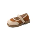 Elegantes zapatos de princesa bicolor marrón y beige para niñas con suela suave de goma - Talla 21 (13.5cm) / Marrón