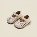 Off-white woven Mary Jane shoes for toddler girls with adjustable strap - Size 30/Inner Length 18.5cm / Beige