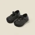 Classic black woven Mary Jane baby shoes for toddlers in elegant leather style - Size 30/Inner Length 18.5cm / Black