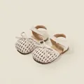 Elegant toddler girls cream woven bow sandals with adjustable velcro ankle straps - Size 16 / Inner 12.5cm / Bowknot Woven Style (25103) / Beige
