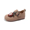 Süße Mädchenlederschuhe in Hellbraun mit weicher Sohle und Hasenpuppen-Dekoration - Größe 21 Innenlänge 13.5 / Hasen-Patch-Stil / Rosa
