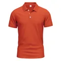 Men's breathable quick-dry orange polo shirt with short sleeves and white buttons - S / Tops / Orange