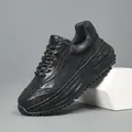 Baskets compensées noires pour hommes avec motif en cuir de serpent haut de gamme - 38 / Noir