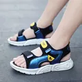 Boys' summer sports sandals with non-slip soft soles for outdoor beach activities - 28 / Black and White
