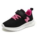 Scarpe da corsa per bambine in rete traspirante con farfalla rosa e velcro - Bianco Rosso Prugna