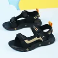 Comfortable 2024 children's beach sandals with soft non-slip soles designed for boys - Black & Gold