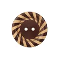 Bottone in legno di pioppo naturale con strisce radiali e design a due fori per abbigliamento - 24L (15.0MM) / Marrone