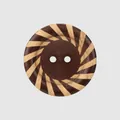 High-quality natural poplar wood button featuring two holes and brown spiral pattern - 24L (15.0MM) / Brown