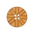 Bouton en bois de peuplier naturel avec motif radial raffiné pour vêtements haut de gamme - Radial Naturel Noir Carbonisé / 10.0mm