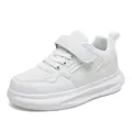 Zapatillas blancas de plataforma para niños con malla transpirable y tira de cuero - 27 / Malla Blanca
