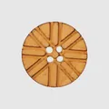 Bouton en bois de peuplier naturel de haute qualité avec motif radial gravé et 4 trous. - Radial Naturel Noir Carbonisé / 10.0mm