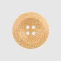 Natural round bamboo 4-hole button with fine decorative wood grain for eco-clothing - 11.0mm (18L) / Natural Wood Color