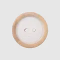 Elegant natural poplar wood button with white center and two-hole design for clothing - 15.0mm / White