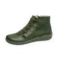 Détail de profil de bottines vertes pour femmes en similicuir avec brides croisées - 38 / Vert