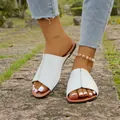 Bequeme weiße flache Slipper für Damen Sommer Freizeitkleidung mit rutschfester Sohle - 36 / Weiß