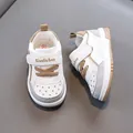 Toddler breathable walking shoes in white and tan with soft anti-slip sole for babies - Size 16 / Inner 12.5cm / Khaki