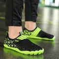 Kids' breathable neon green and black water shoes for indoor fitness and swimming - 38 / Dark Green