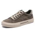 Men's casual brown canvas sneakers featuring low-top design and stylish beige soles - 38 / Dark Gray