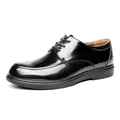 Men's shiny black patent leather round-toe lace-up Derby shoes for business casual wear - 39 / Black
