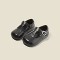 Classic black T-strap Mary Jane shoes for girls with breathable soft leather finish - Size 37 / Inner 22.6cm / T-Strap Buckle Style (8810) / Black