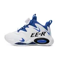 Sneaker da basket per bambini con sistema di allacciatura a rotella, pelle blu e bianca - 31 / bianco e blu