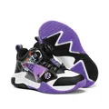 Professional children's basketball shoes with rotating buckle in purple and black - 31 / Black Purple