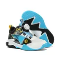 Professional kids' basketball shoes with breathable mesh and quick-rotating dial button in cyan - 31 / White Moon