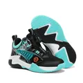 Breathable children's mesh basketball shoes with rotary buckle closure in black and teal - 31 / Black Blue