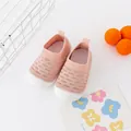 Breathable pink mesh baby walking shoes featuring soft white rubber soles for infants. - Inner Length 11cm (Sole Mark 11.5) / Pink