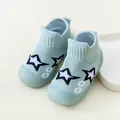 Light green soft-soled baby walking shoes with cute star knit patterns for infant toddlers - 13 (Inner Length 11.5cm) / Green (A10-1)