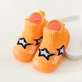 Comfortable bright orange baby walking shoes with star pattern and soft non-slip rubber soles - Orange (A10-1)