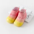 Pink and yellow gradient breathable mesh baby walking shoes with anti-slip soft sole - Inner Length 11.5cm / Pink