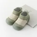 Breathable green knitted baby walking shoes with soft non-slip soles for infants - Green