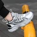 Grey breathable mesh kids sneakers with Velcro strap, lightweight and non-slip sports shoe. - 28 / White/Grey Mesh