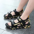 Stylish boys' open-toe sports sandals in black and yellow for summer beach wear - 27 / Black Gold (199)