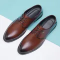 Chaussures de ville classiques en cuir marron à lacets pour hommes au design professionnel - 37 / Marron