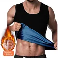 Nahaufnahme der Herren-Sauna-Weste mit blauem Wärmefutter und Schweiß-Effekt - Blau