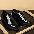 Zapatos brogue clásicos de charol negro para hombre con diseño de negocios con cordones - 38 / Negro